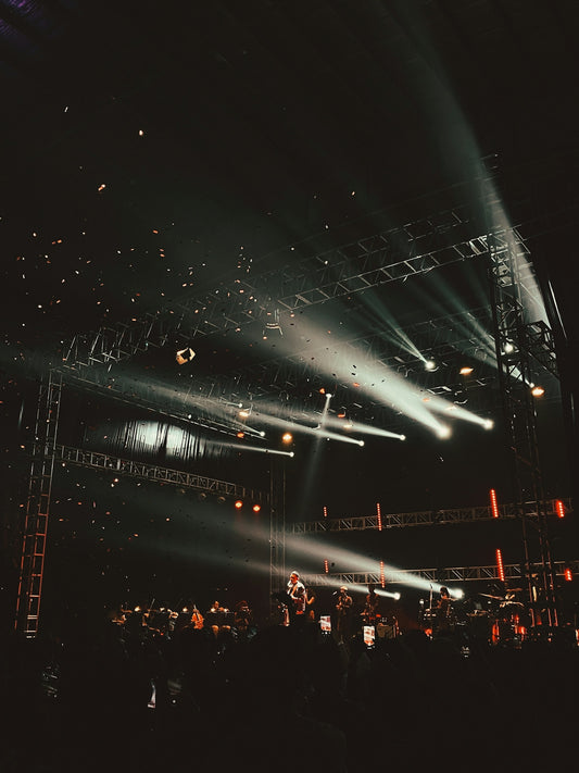 a stage with a crowd of people